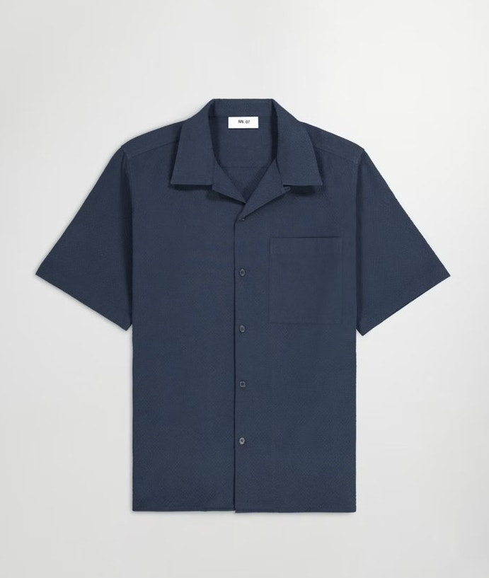 Nn07 No Nationality Julie 1040 Button Down Navy Blue Mens Sz M